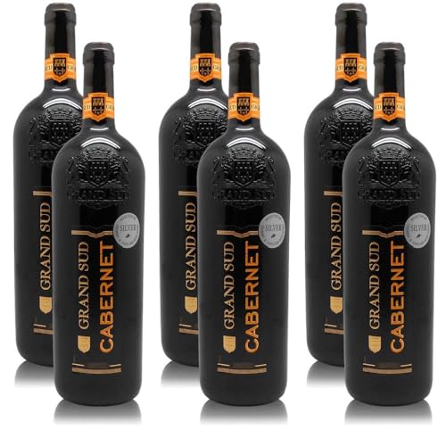 Grand Sud Cabernet, trocken, sortenreines Weinpaket + VINOX Winecards (6x1,0l) von VINOX