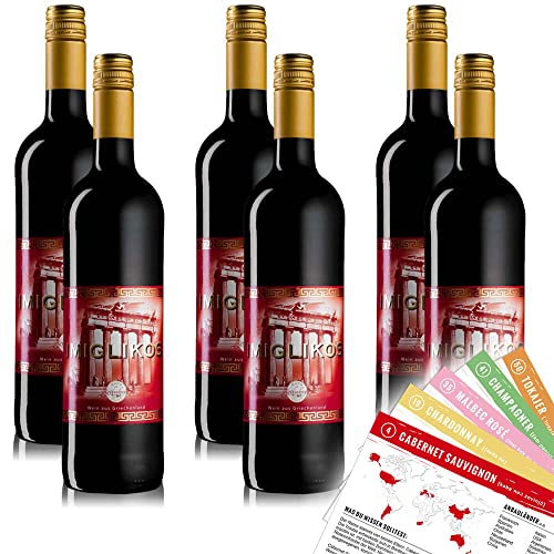 6 Flaschen Rotwein Imiglikos rot - lieblich + VINOX Weinkarten mit Tipps vom Sommelier (6x0,75 l) von VINOX
