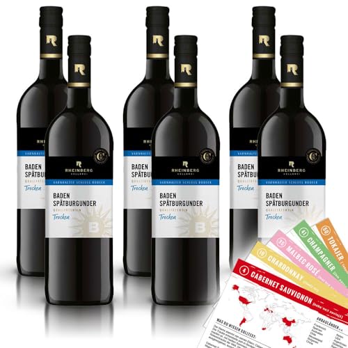 Varnhalter Schloss Rodeck Baden Spätburgunder QbA, trocken, sortenreines Weinpaket + VINOX Winecards (6x1,0l) von VINOX