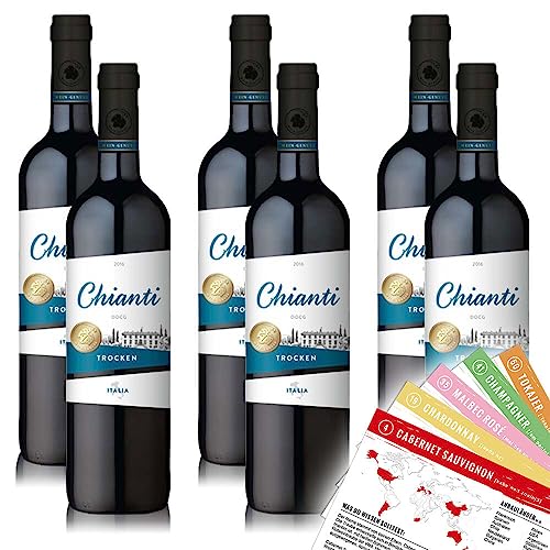Wein-Genuss Chianti DOCG, trocken, sortenreines Weinpaket + VINOX Winecards (6x0,75l) von VINOX