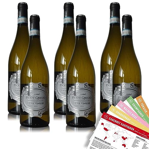 Scaranto Pinot Grigio, trocken, sortenreines Weinpaket + VINOX Winecards (6x0,75l) von VINOX