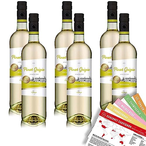 Wein-Genuss Pinot Grigio DOC, trocken, sortenreines Weinpaket + VINOX Winecards (6x0,75l) von VINOX