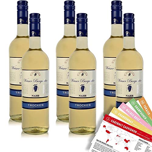 G.Schlink Weisser Burgunder QbA, trocken, sortenreines Weinpaket + VINOX Winecards (6x0,75l) von VINOX