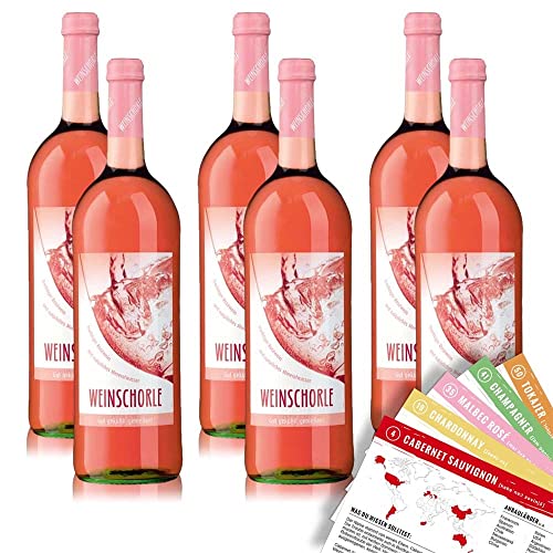 Weinschorle Rosé, weinhaltiges Getränk, sortenreines Weinpaket + VINOX Winecards (6x1,0l) von VINOX