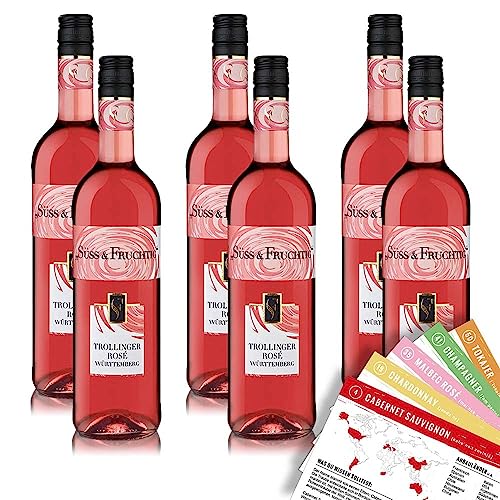 Württemberger Süß & Fruchtig Trollinger Rosé QbA, süß, sortenreines Weinpaket + VINOX Winecards (6x0,75l) von VINOX