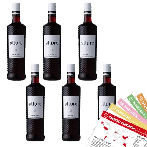 Allure Primitivo, halbtrocken, sortenreines Weinpaket + VINOX Winecards (6x0,75l) von VINOX