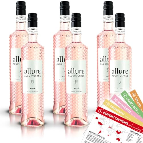 Allure Rosé alkoholfrei, sortenreines Weinpaket + VINOX Winecards (6x0,75l) von VINOX