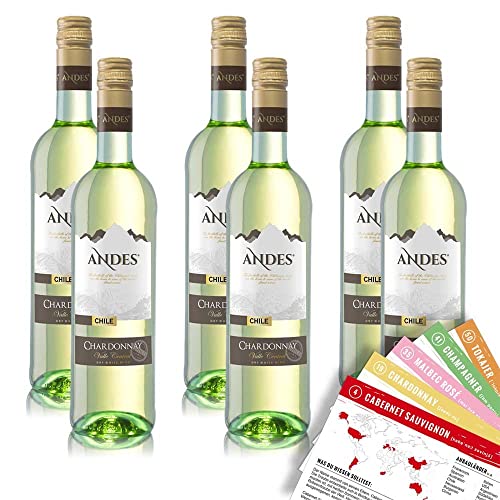 Andes Chardonnay, trocken, sortenreines Weinpaket + VINOX Winecards (6x0,75l) von VINOX