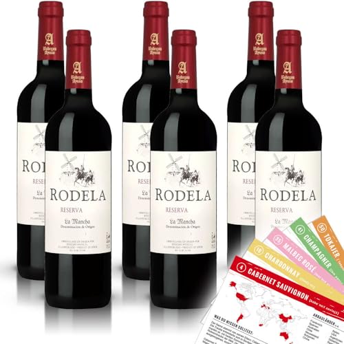 Ayuso Rodela Reserva La Mancha, trocken, sortenreines Weinpaket + VINOX Winecards (6x0,75l) von VINOX