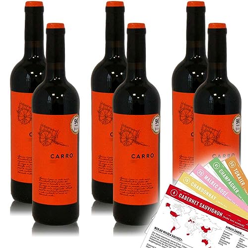 Barahonda Carro Yecla DOC, trocken, sortenreines Weinpaket + VINOX Winecards (6x0,75l) von VINOX