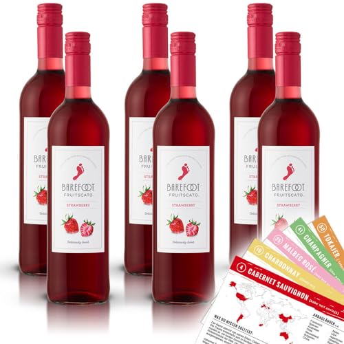 Barefoot Fruitscato Strawberry, lieblich, sortenreines Weinpaket + VINOX Winecards (6x0,75l) von VINOX