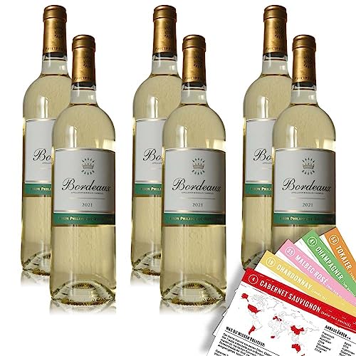 Baron Philippe de Rothschild Bordeaux Blanc, trocken, sortenreines Weinpaket + VINOX Winecards (6x0,75l) von VINOX
