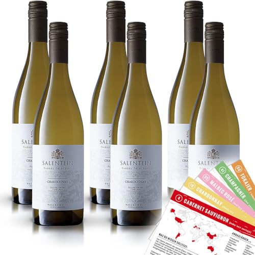 Bodegas Salentein Barrel Selection Chardonnay Weißwein, trocken, 2022, sortenreines Weinpaket + VINOX Winecards (6x0,75l) von VINOX