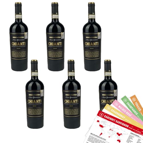 Borgo al Pascolo Chianti DOC, trocken, sortenreines Weinpaket + VINOX Winecards (6x0,75l) von VINOX
