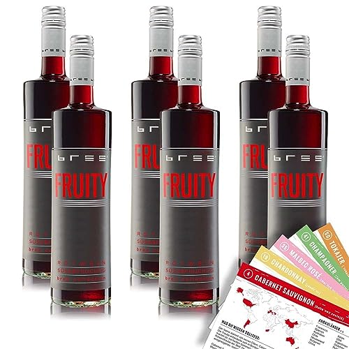 Bree Fruity Rotwein, süß & fruchtig, sortenreines Weinpaket + VINOX Winecards (6x0,75l) von VINOX