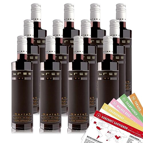 Bree Merlot IGP, trocken, sortenreines Weinpaket + VINOX Winecards (12x0,25l) von VINOX