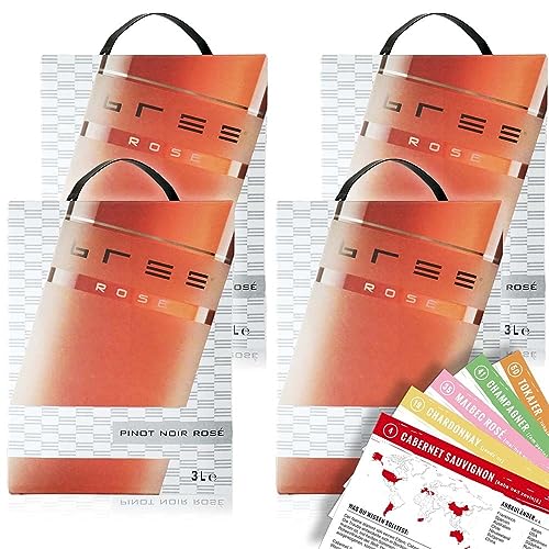 Bree Pinot Noir Rosé QbA, trocken, Bag-in-Box, sortenreines Weinpaket + VINOX Winecards (4x3,0l) von VINOX