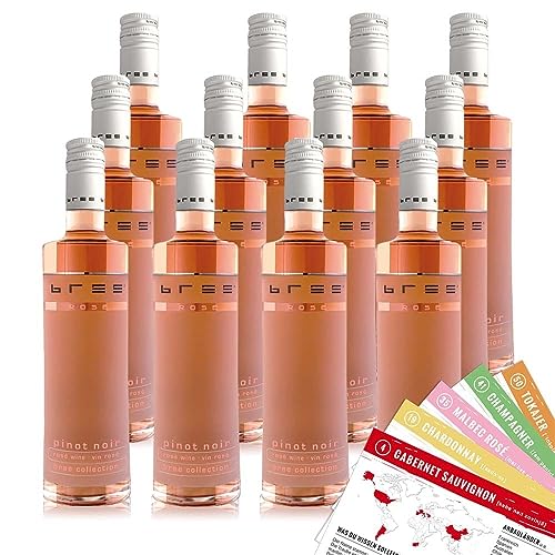 Bree Pinot Noir Rosé QbA, trocken, sortenreines Weinpaket + VINOX Winecards (12x0,25l) von VINOX