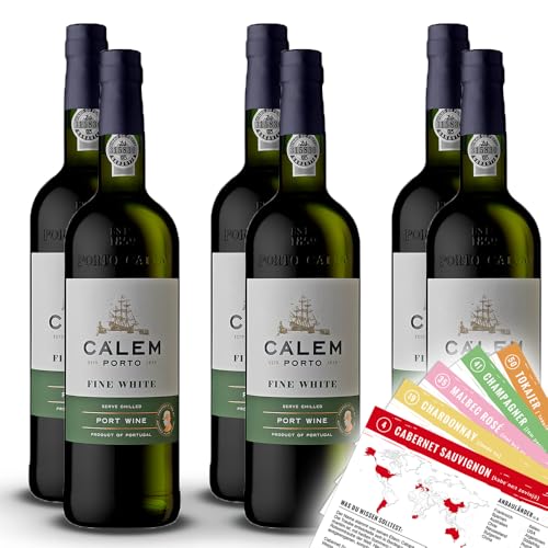 CA'LEM Fine White Porto, sortenreines Weinpaket + VINOX Winecards (6x0,75l) von VINOX