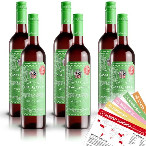 Casal Garcia Sweet Red Rotwein, lieblich, sortenreines Weinpaket + VINOX Winecards (6x0,75l) von VINOX