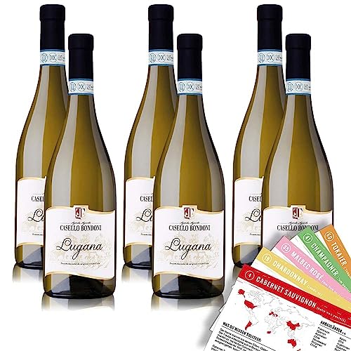 Casello Bondoni Lugana DOC, trocken, sortenreines Weinpaket + VINOX Winecards (6x0,75l) von VINOX