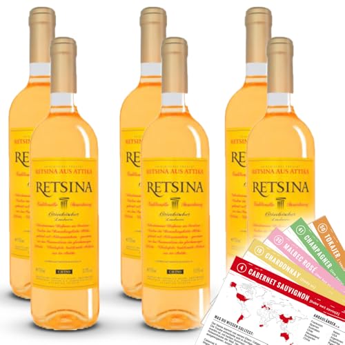 Cavino Retsina aus Attika, trocken, sortenreines Weinpaket + VINOX Winecards (6x0,75l) von VINOX