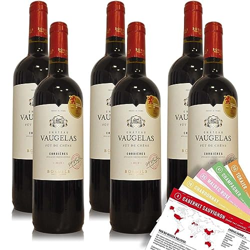 Château Vaugelas Corbières, trocken, sortenreines Weinpaket + VINOX Winecards (6x0,75l) von VINOX