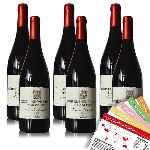 Côtes du Rhône Villages Plan de Dieu, trocken, sortenreines Weinpaket + VINOX Winecards (6x0,75l) von VINOX
