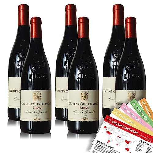 Cru des Côtes du Rhône Lirac, trocken, sortenreines Weinpaket + VINOX Winecards (6x0,75l) von VINOX