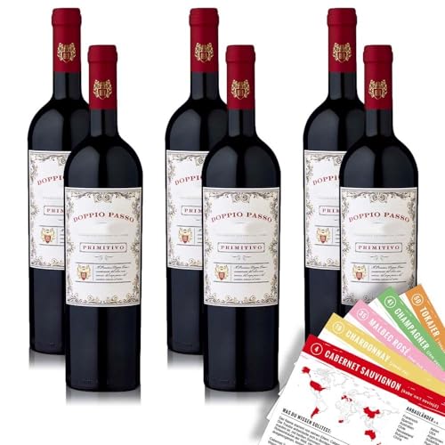 Doppio Passo Primitivo Puglia, halbtrocken, sortenreines Weinpaket + VINOX Winecards (6x0,75l) von VINOX
