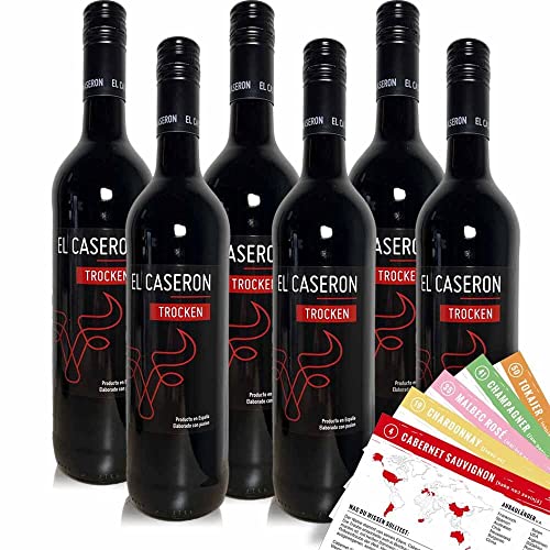 El Caseron Tinto, trocken, sortenreines Weinpaket + VINOX Winecards (6x0,75l) von VINOX