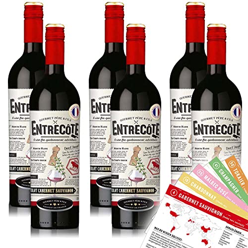 Entrecôte Merlot Cabernet Syrah, trocken, sortenreines Weinpaket + VINOX Winecards (6x0,75l) von VINOX