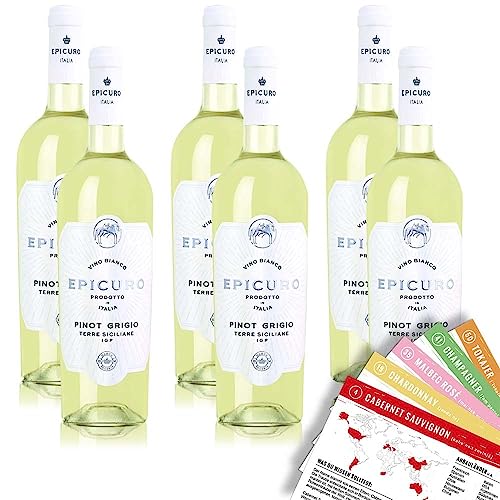 Epicuro Pinot Grigio, trocken, sortenreines Weinpaket + VINOX Winecards (6x0,75l) von VINOX