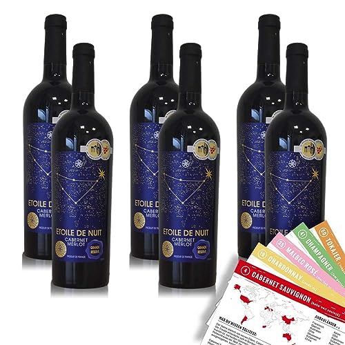 Etoile de Nuit Cabernet-Merlot Grande Reserve Rotwein, trocken, sortenreines Weinpaket + VINOX Winecards (6x0,75l) von VINOX