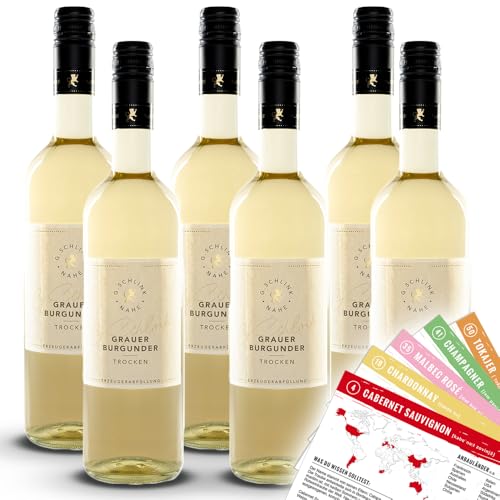 G.Schlink Grauer Burgunder QbA, trocken, sortenreines Weinpaket + VINOX Winecards (6x0,75l) von VINOX
