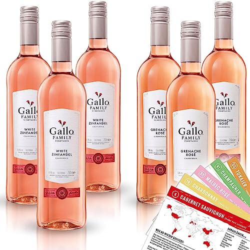 Gallo Probierpaket Rosé, lieblich, gemischtes Weinpaket + VINOX Winecards (6x0,75l) von VINOX