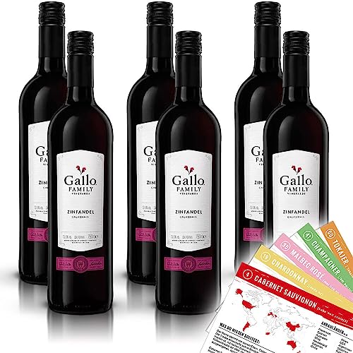 Gallo Zinfandel, halbtrocken, sortenreines Weinpaket + VINOX Winecards (6x0,75l) von VINOX