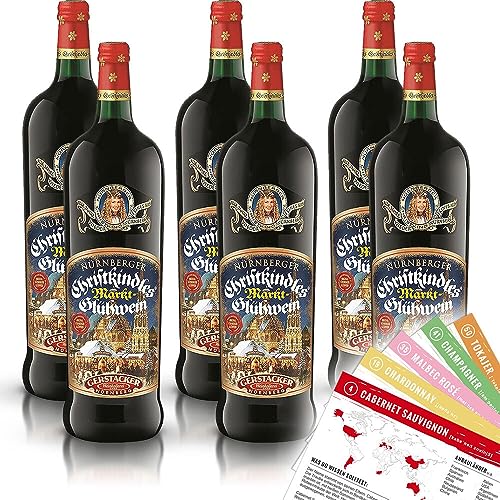 Gerstacker Nürnberger Christkindles Markt-Glühwein Rot, sortenreines Weinpaket + VINOX Winecards (6x1,0l) von VINOX
