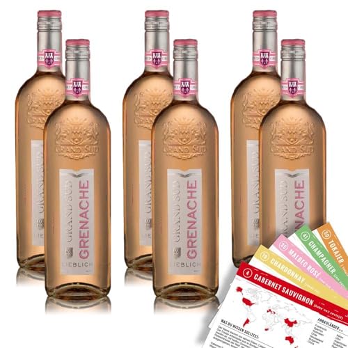 Grand Sud Grenache Rosé, lieblich, sortenreines Weinpaket + VINOX Winecards (6x1,0l) von VINOX