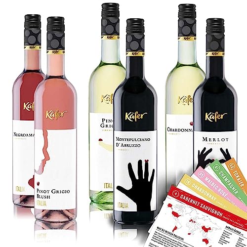 Großes Italien Käferpaket, Weinpaket + VINOX Weinkarten (6x0,75 l) von VINOX