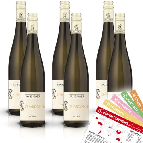 Hans Baer Chardonnay, trocken, sortenreines Weinpaket + VINOX Winecards (6x0,75l) von VINOX