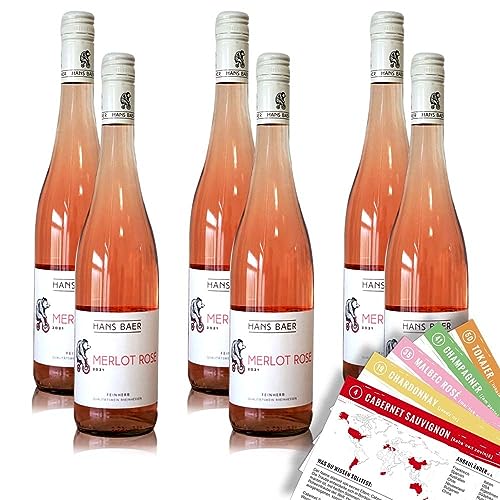 Hans Bär Merlot Roséwein, feinherb, sortenreines Weinpaket + VINOX Winecards (6x0,75l) von VINOX