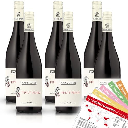 Hans Baer Pinot Noir, trocken, sortenreines Weinpaket + VINOX Weinkarten (6x0,75l) von VINOX