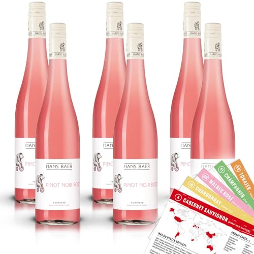 Hans Baer Pinot Noir Rosé, feinherb, sortenreines Weinpaket + VINOX Winecards (6x0,75l) von VINOX