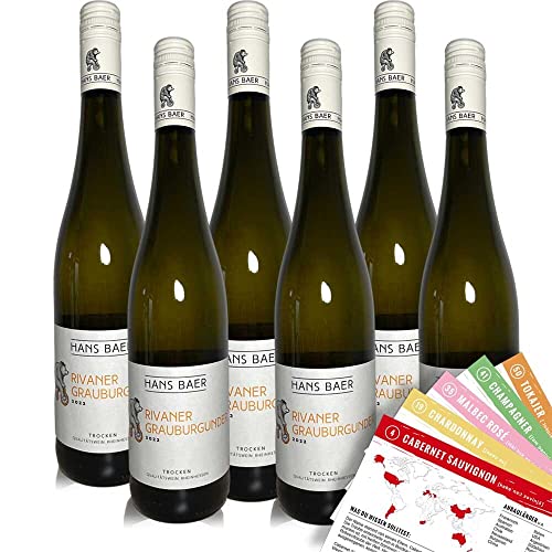Hans Bär Rivaner Grauburgunder, trocken, Weinpaket + 6 VINOX Weinkarten (6x0.75 l) von VINOX