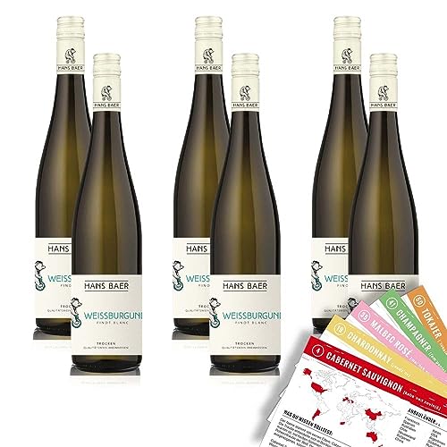 Hans Bär Weißburgunder Weißwein, trocken, sortenreines Weinpaket + VINOX Winecards (6x0,75l) von VINOX