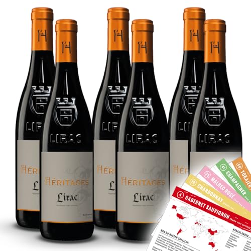 Héritages Lirac, trocken, 2022, sortenreines Weinpaket + VINOX Winecards (6x0,75l) von VINOX