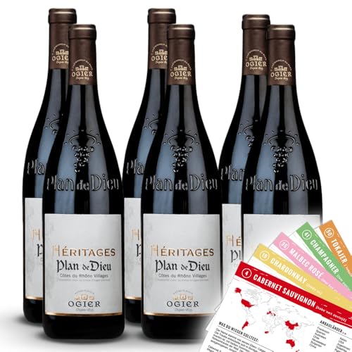 Héritages Plan de Dieu, trocken, sortenreines Weinpaket + VINOX Winecards (6x0,75l) von VINOX