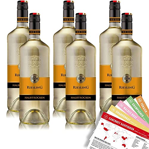 HxM Riesling, halbtrocken, sortenreines Weinpaket + VINOX Winecards (6x1,0l) von VINOX