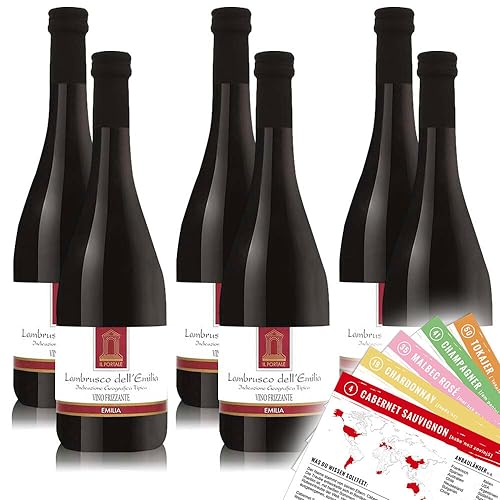 Il Portale Lambrusco dell'Emilia Rosso IGT, lieblich, sortenreines Weinpaket + VINOX Winecards (6x0,75l) von VINOX